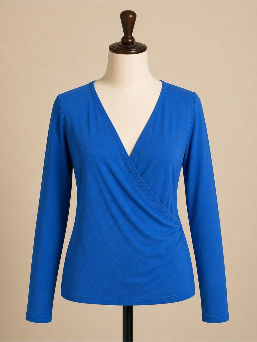 Women's Royal Blue Long-Sleeve Wrap Front Top